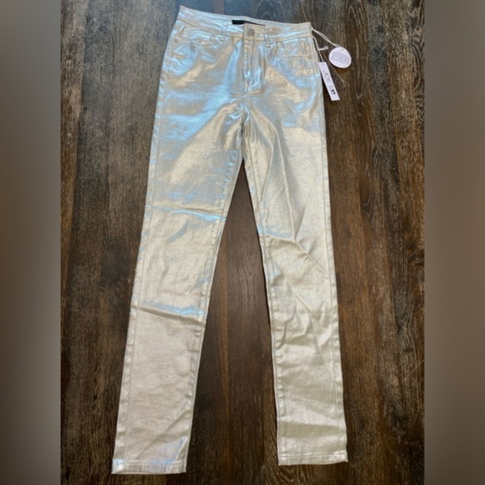 NWT Joe's High Rise Skinny Metallic Silver Cotton Jeans Youth Size 16